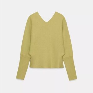 Zara V Neck knit jumper in light green